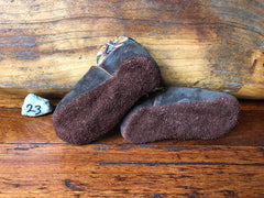 Size 23 Baby Elf Slippers - Grey with Natural Flowers