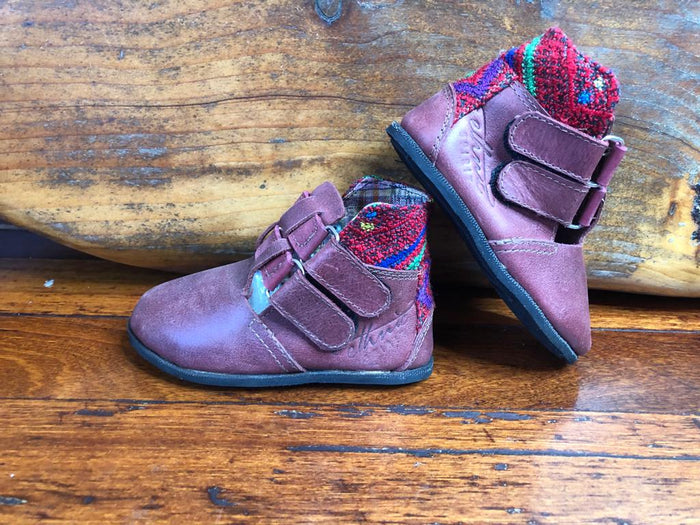 Size 25 Kids Adventure Boots - Red zigzags on Crimson