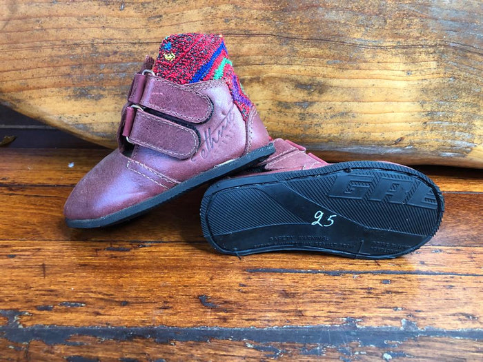 Size 25 Kids Adventure Boots - Red zigzags on Crimson