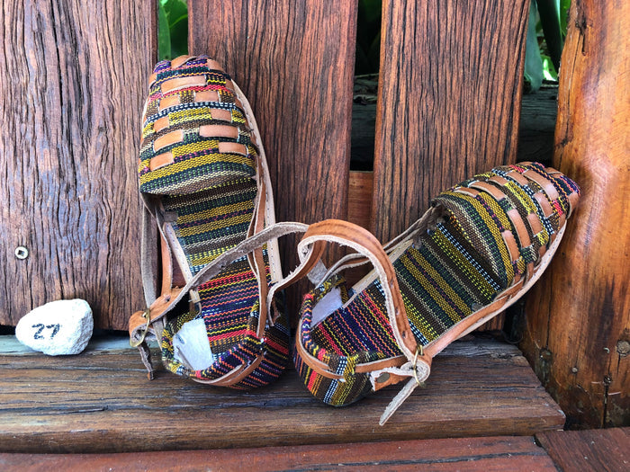 Size 27 Kid's Huarache Sandals - Mustard Rainbow