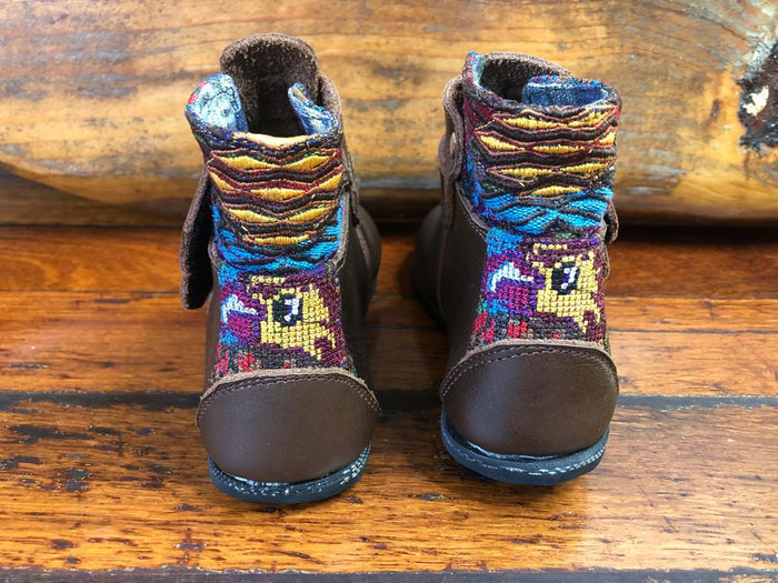Size 29 Kids Adventure Boots - Yellow Diamonds on Brown