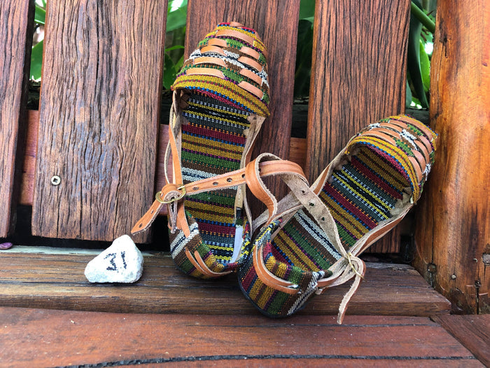 Size 31 Kid's Huarache Sandals - Mustard Rainbow