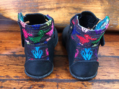 Size 32 Kids Adventure Boots - Rainbow Ducks on Black
