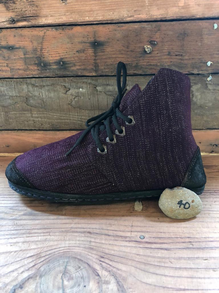 Size 40 Cloth Moccasins Burgundy Glimmer