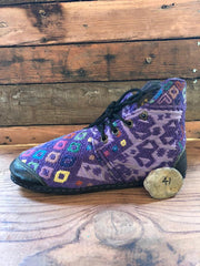 Size 41 Cloth Moccasins Purple and Pastel Diamonds