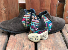 Size 8.5 (Eu 26) - Pull on Boots Black and Coloured Tartan