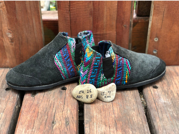 Size 8.5 (Eu 26) - Pull on Boots Black and Rainbow Stripes
