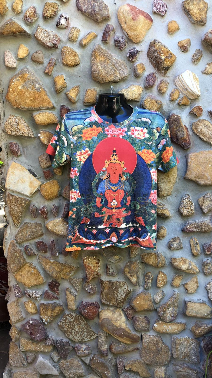 Small Funky Tee - Buddha and Red Full Moon - Full Print