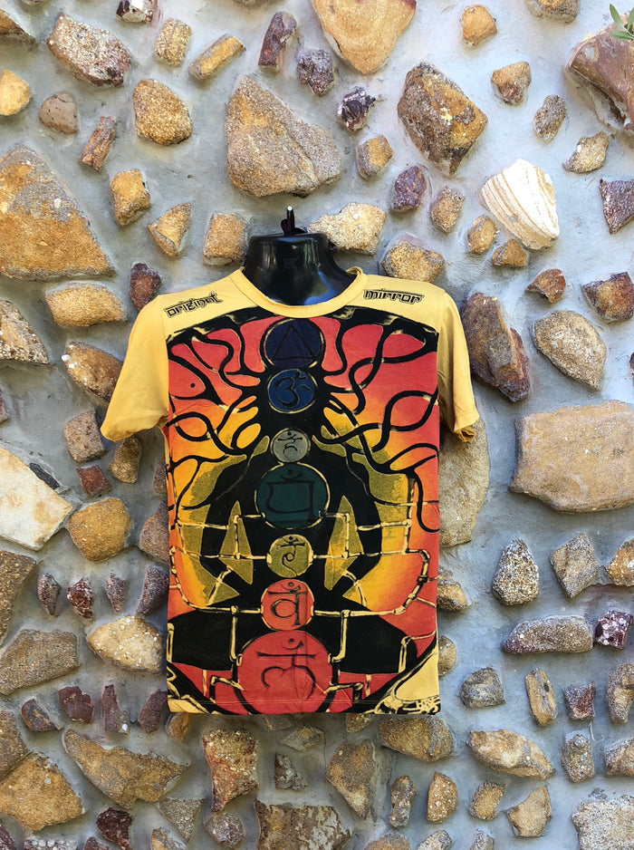 Small Funky Tee - Rasta Chakra Man - Yellow