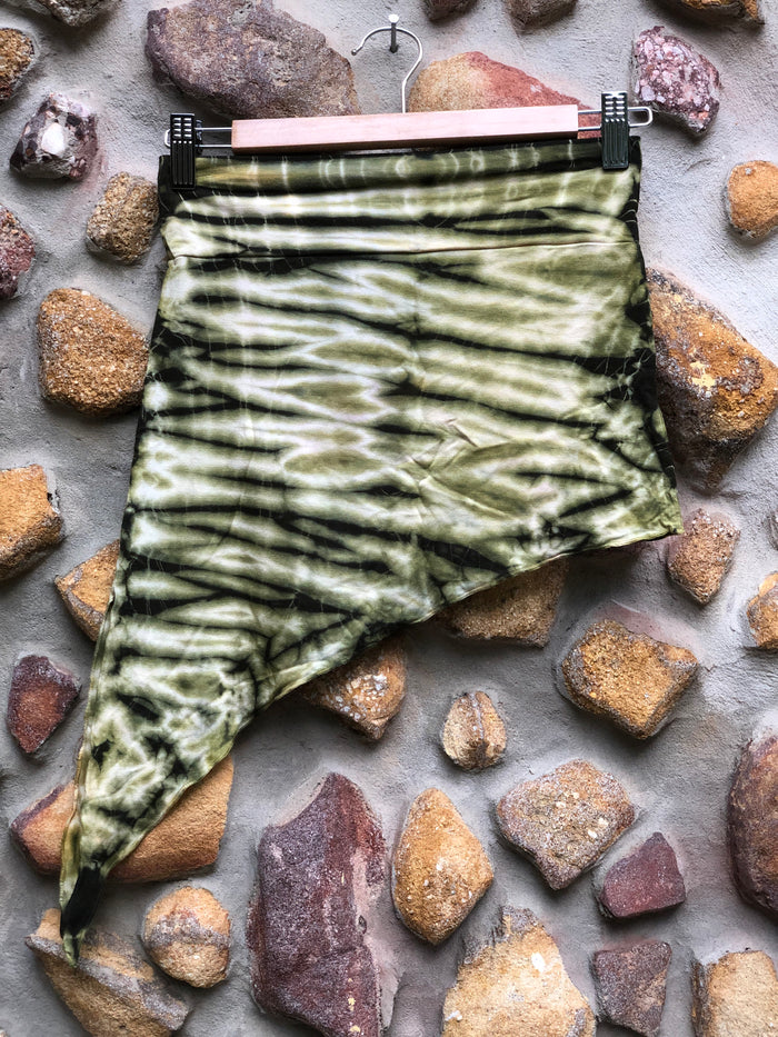 Tie dye mini skirt-Green and white