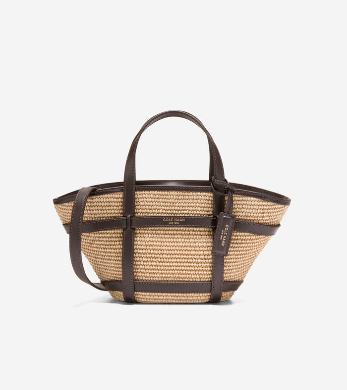 Women's Key West Tote Crossbody Bag-Natural Raffia-Dark Chocolate