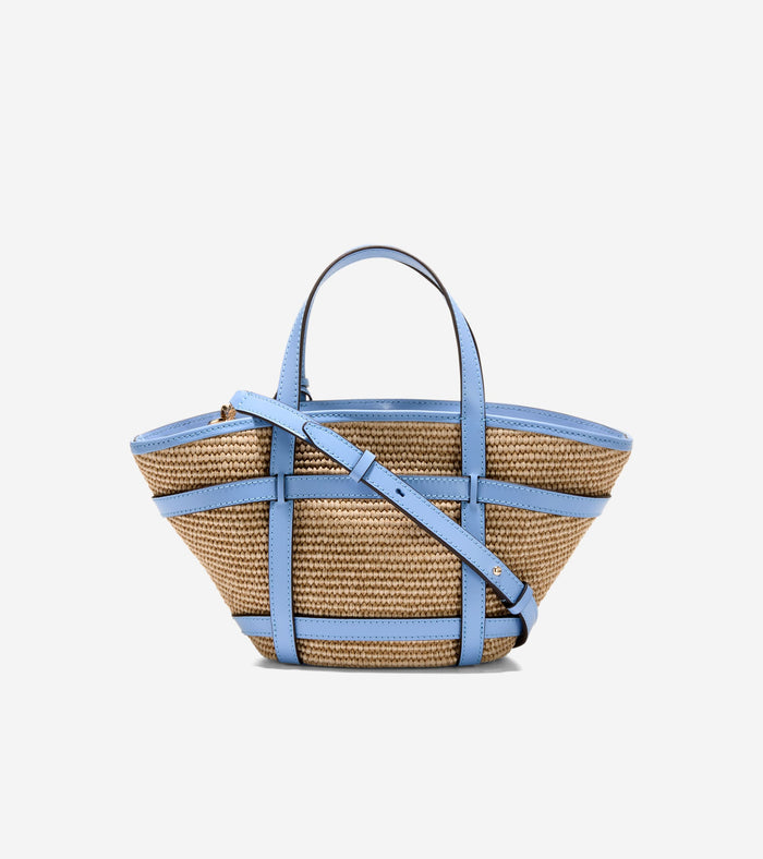 Women's Key West Tote Crossbody Bag-Natural Raffia-Hydrangea