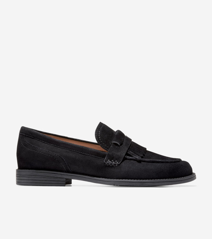 Women's Stassi Kiltie Loafers-Black Suede