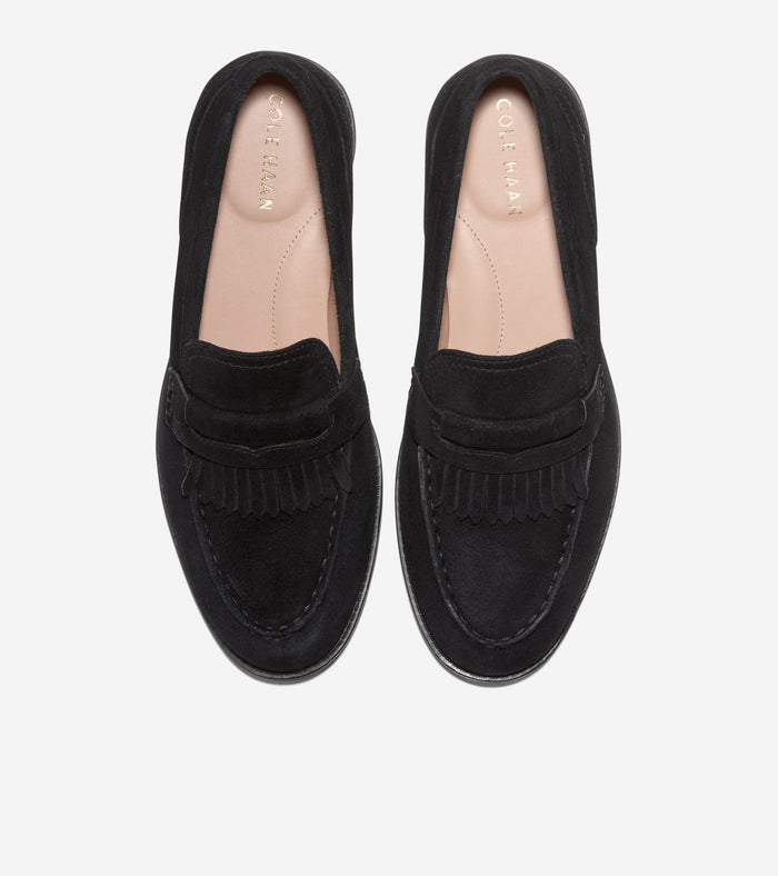 Women's Stassi Kiltie Loafers-Black Suede