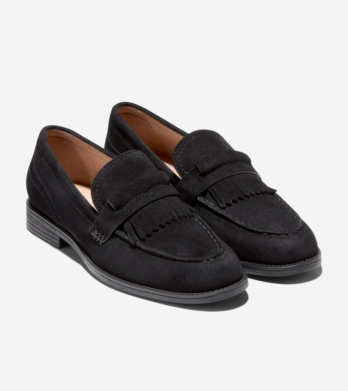 Women's Stassi Kiltie Loafers-Black Suede